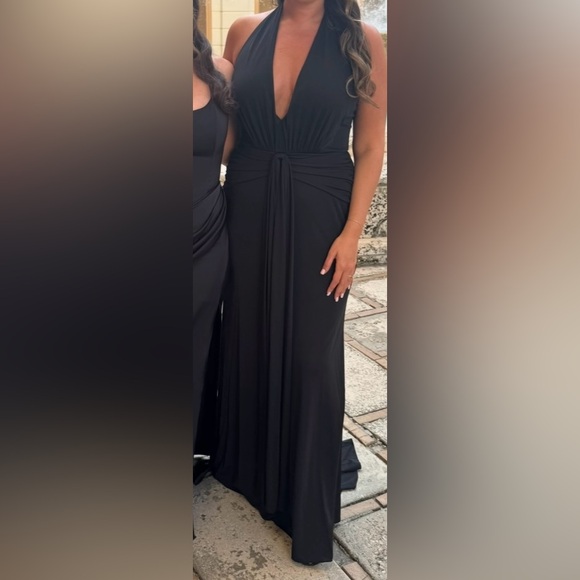 BCBGMAXAZRIA black halter gown - Picture 3 of 3